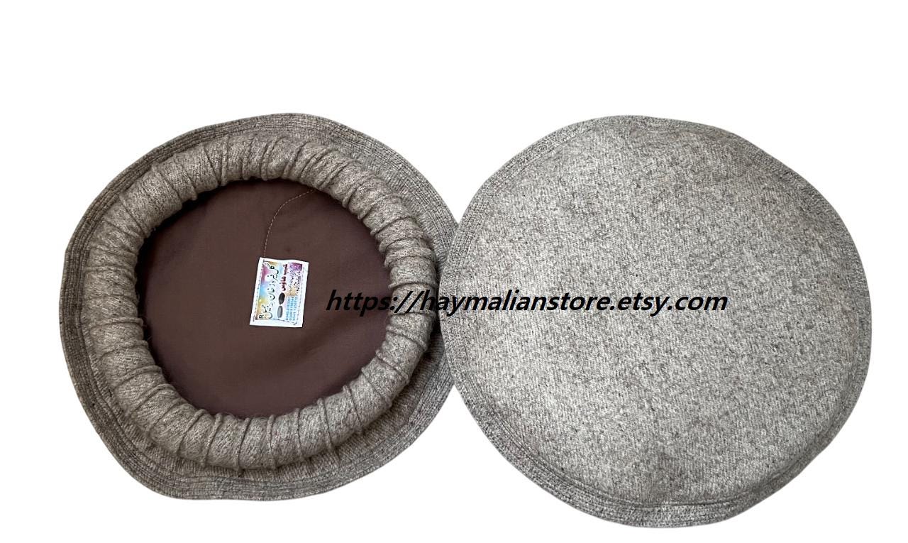 Handmade Wool Pakol Hat: Afghan Chitrali Style, Gray