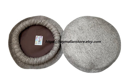 Handmade Wool Pakol Hat: Afghan Chitrali Style, Gray