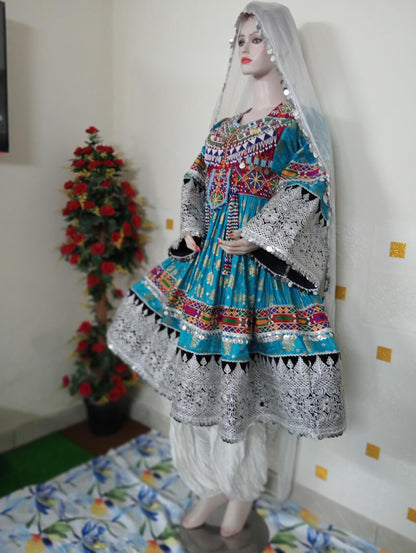 Afghan Kuchi Dress: Embroidered Georgette 3-Piece Set