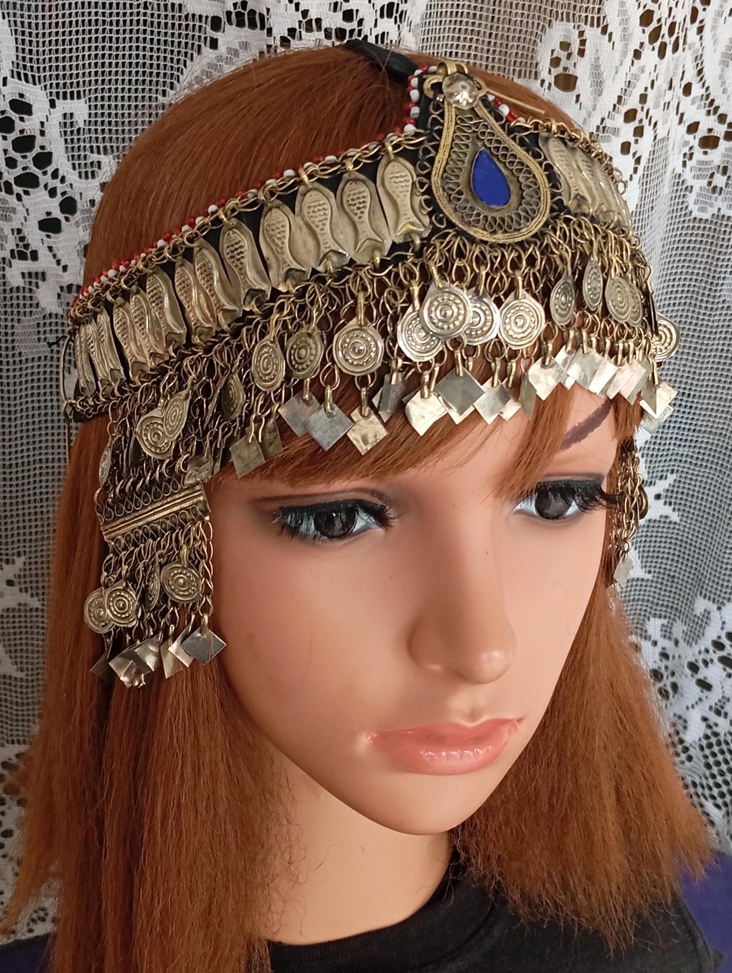 Vintage Maatha Patti Kuchi Pashtun Headdress , Afghani Belly dance Jewelry