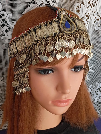 Vintage Maatha Patti Kuchi Pashtun Headdress , Afghani Belly dance Jewelry