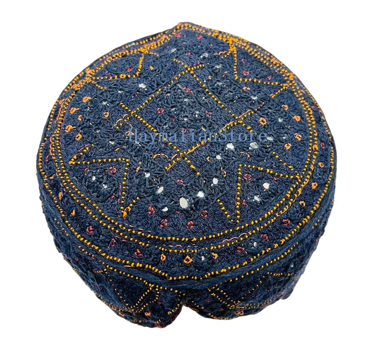 Handmade Embroidered Mirror Cap: Afghan, Sindhi, Balochi Style