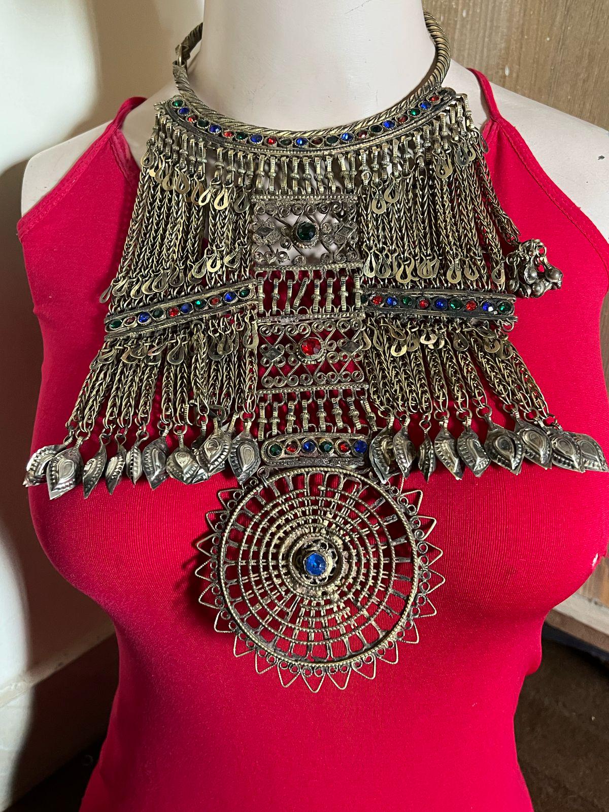 Vintage Afghan Tribal Choker Necklace: Handmade Kuchi Banjara Jewelry