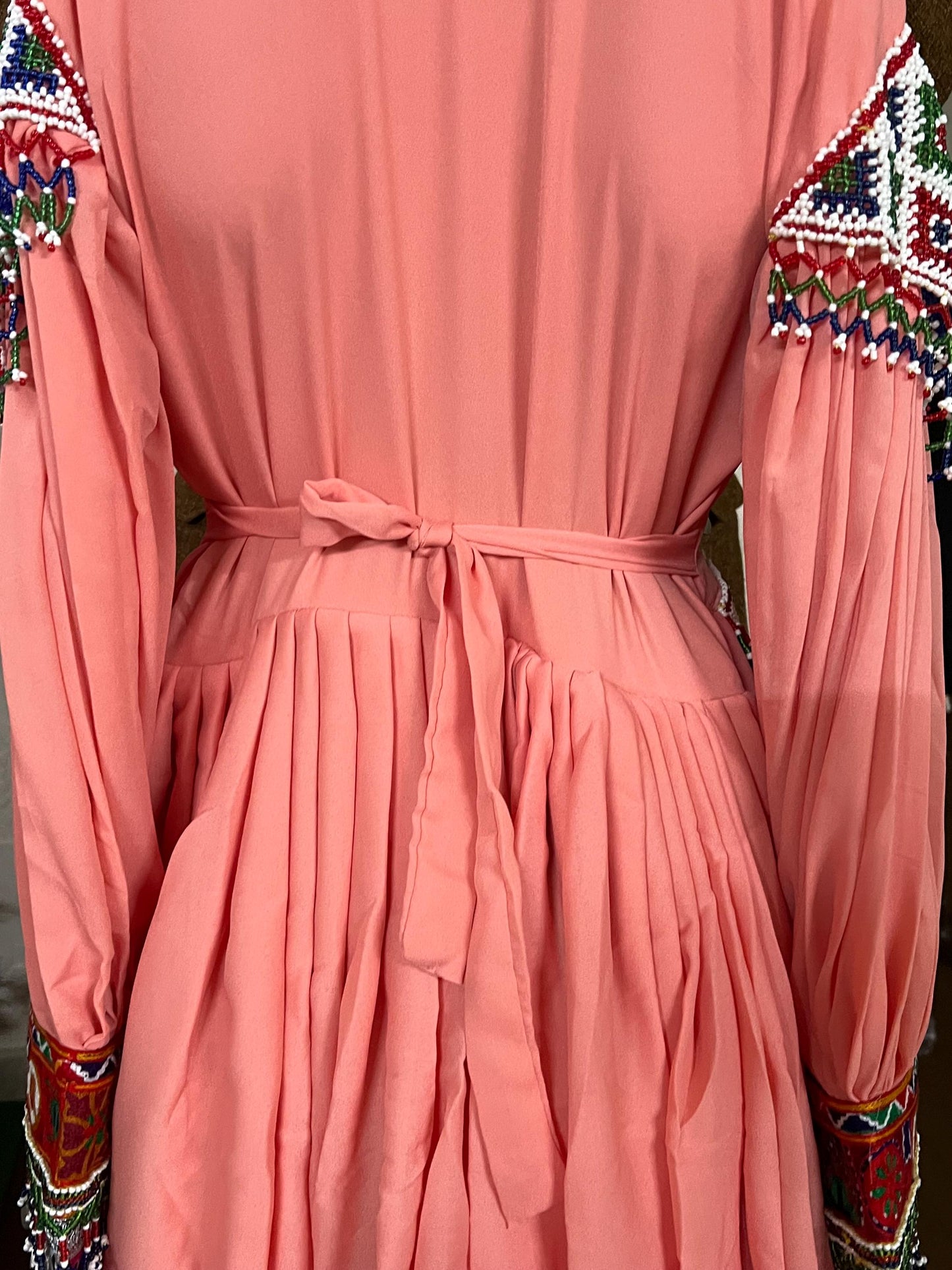 Afghan Kuchi Dress: Tea Pink Coin Trim, 3-Piece Ethnic Gown