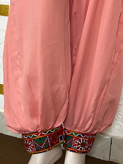 Afghan Kuchi Dress: Tea Pink Coin Trim, 3-Piece Ethnic Gown