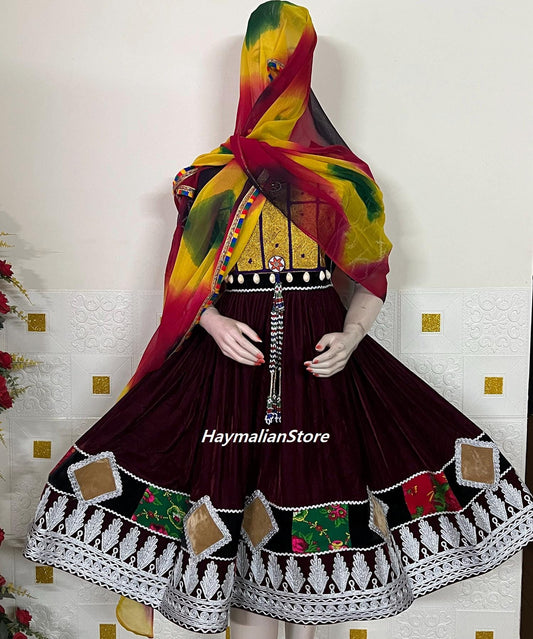 Handmade Afghan Kuchi Dress: Tribal Embroidered Boho Charma Dozi