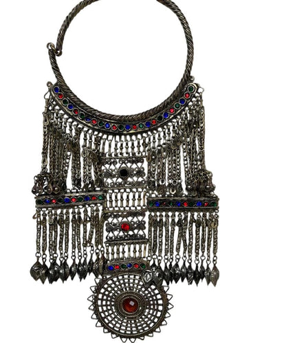 Afghan Nooristani Choker  Kuchi Tribal Metal Chain Dangle Choker Necklace-Tribal gypsy