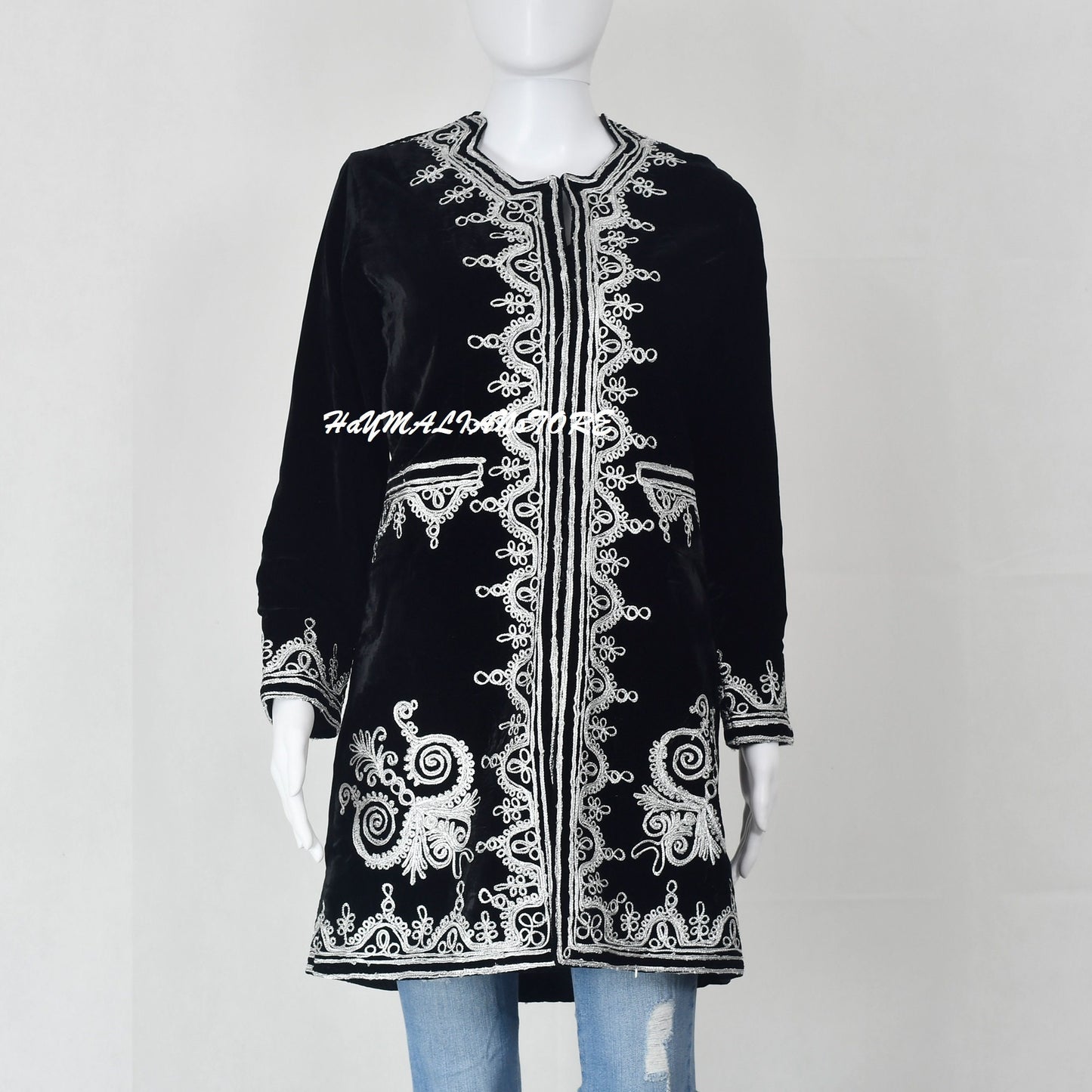 Hand Made Afghan Golabaton Topper Jacket Green Color long vest for women