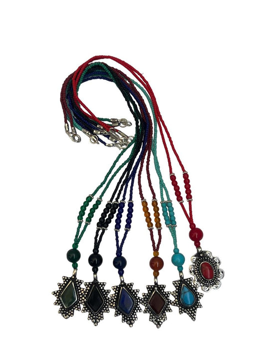 Mulit Color  Afghan Turkmen Tribal Ethnic Kuchi Necklace with  stones