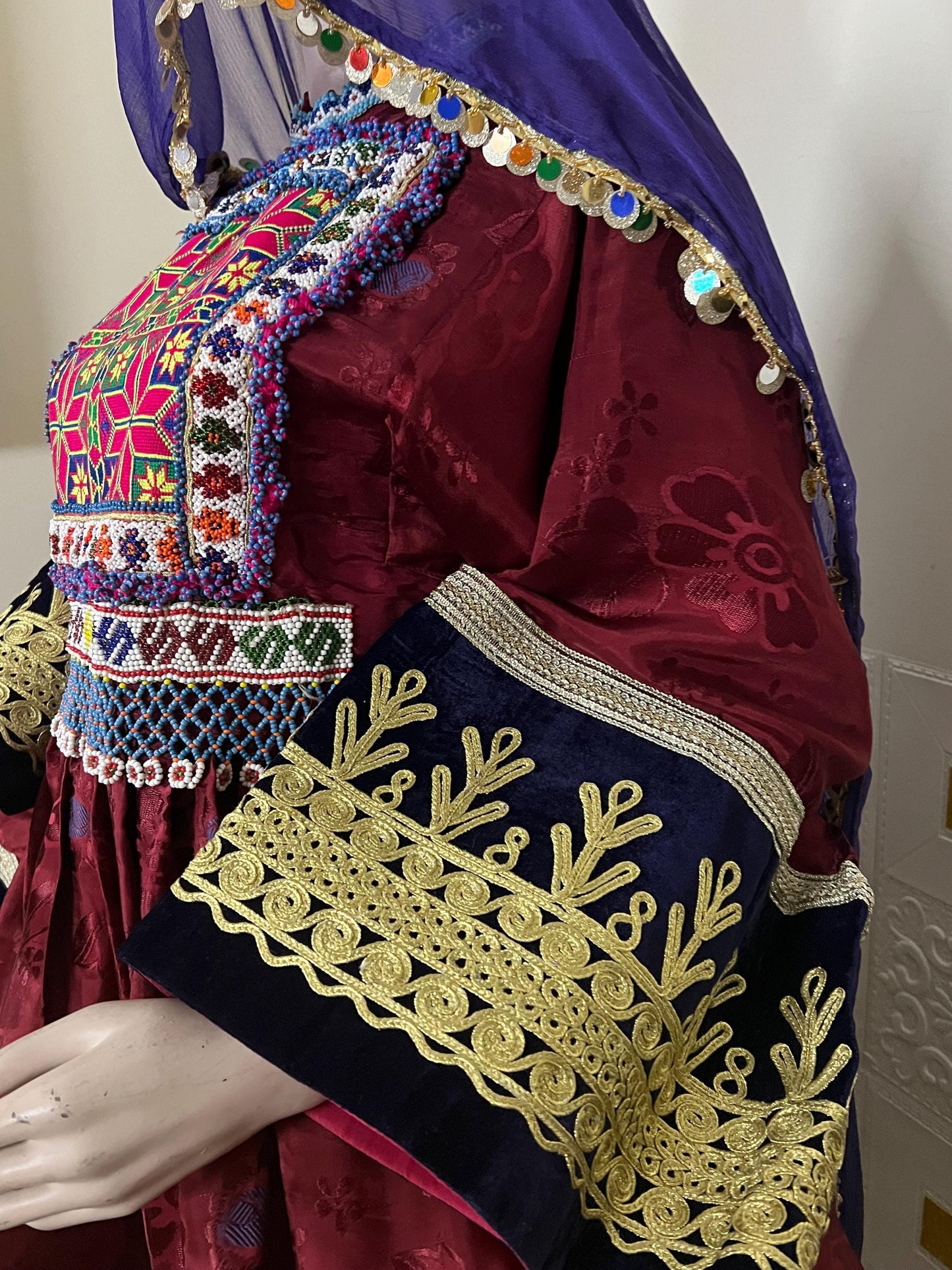 Handmade Afghan Kuchi Dress: Tribal Embroidered Boho Charma Dozi