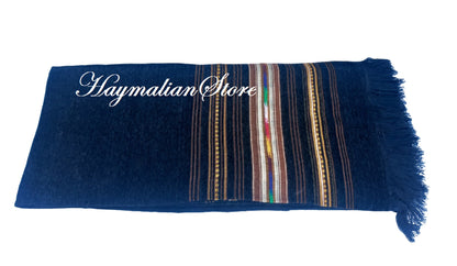 Handmade Wool Afghan Patu Shawl: Winter Blanket, Black & White