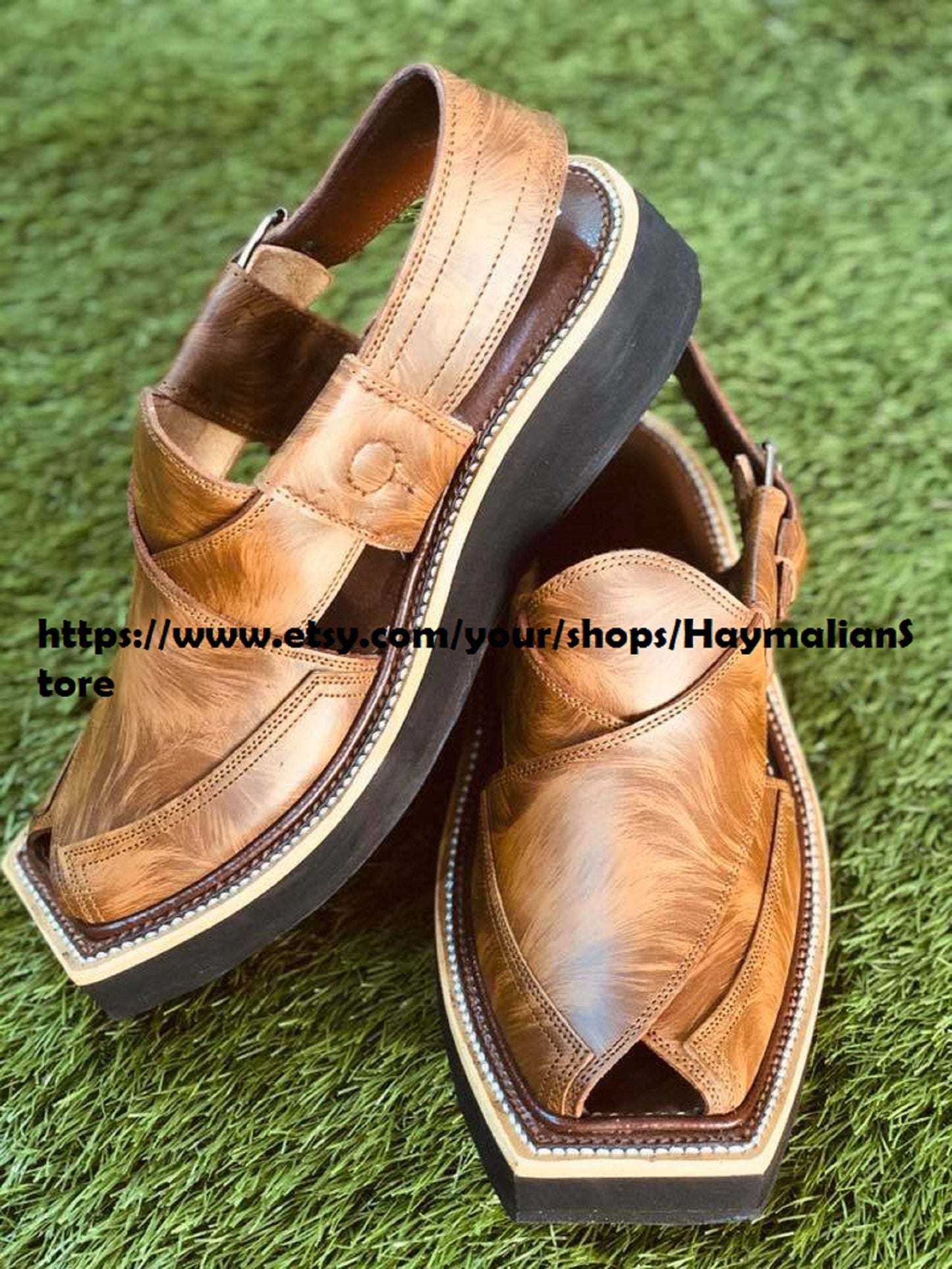 Handmade Leather Peshawari Chappal Sandal: Traditional Pakistani Kaptan Style