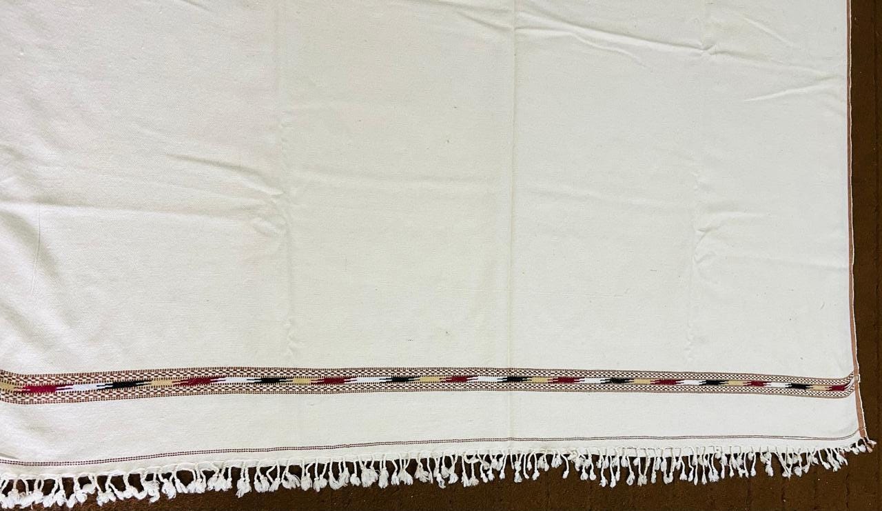 Afghan Wool Patu Shawl: Traditional Off-White Blanket, Lightweight