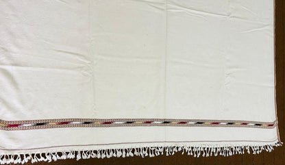 Afghan Wool Patu Shawl: Traditional Off-White Blanket, Lightweight