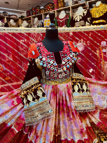 Handmade Afghan Kuchi Dress: Tribal Boho Multicolor 3-Piece