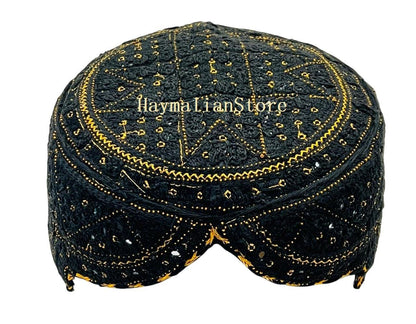 Handmade Embroidered Mirror Cap: Afghan, Sindhi, Balochi Style