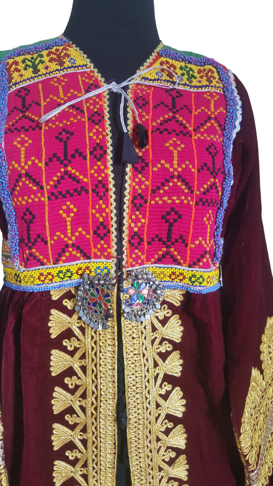 Handmade Embroidered Afghan Kuchi Jacket: Boho Hippie Vest